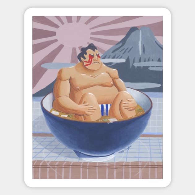 E. Honda in the Bath House chillin in miso soup Sticker by drawingnikki